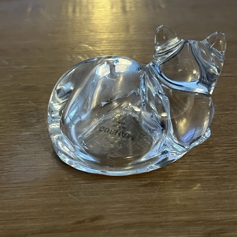 Gorham Crystal Cat Salt Shaker Figurine Clear Glass MCM Cat Lover Gift Unique